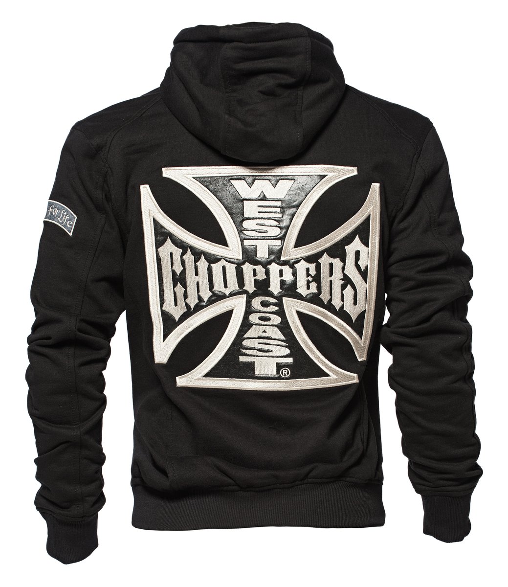 WEST COAST CHOPPERS Zip Hoody Cross Panel, Color: Black, Black, M
